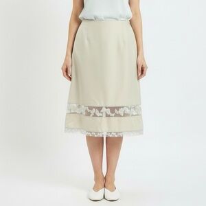 Pistachio Green Organza Trim w/ Butterflies Slip Skirt  - M, made in Italy 🇮🇹